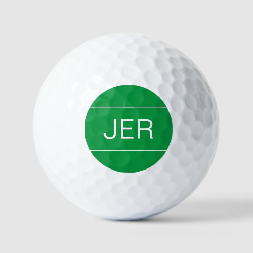 Custom Modern Golfer Monogrammed Initial Green Golf Balls