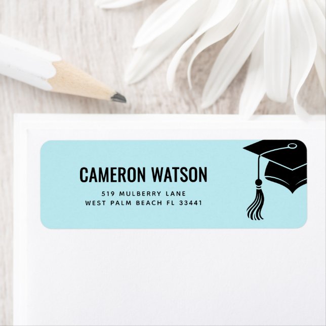 Custom Modern Grad Hat and Tassel Graduation Label (Insitu)