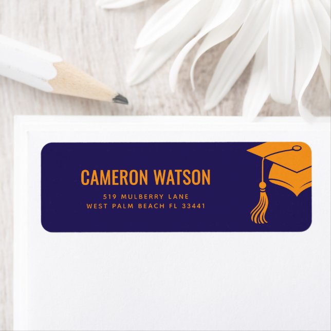 Custom Modern Grad Hat and Tassel Graduation Label (Insitu)