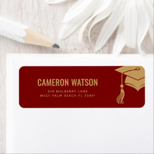 Custom Modern Grad Hat and Tassel Graduation Label