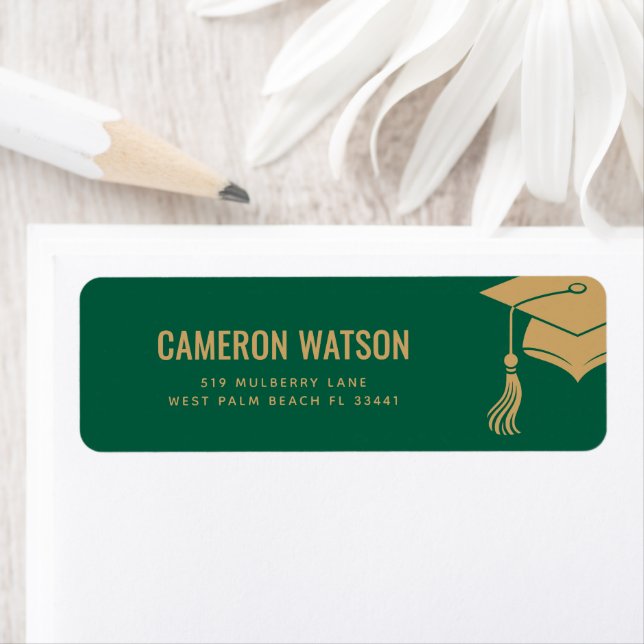 Custom Modern Grad Hat and Tassel Graduation Label (Insitu)