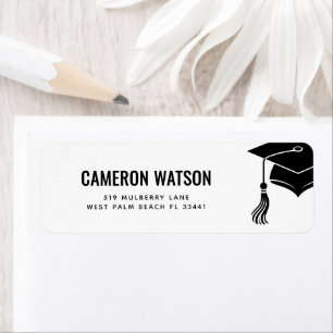 Custom Modern Grad Hat and Tassel Graduation Label