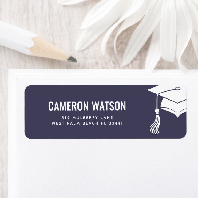 Custom Modern Grad Hat and Tassel Graduation Label (Insitu)