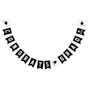 Custom Modern Grad Hat 'Congrats Grad' Graduation Bunting Flags