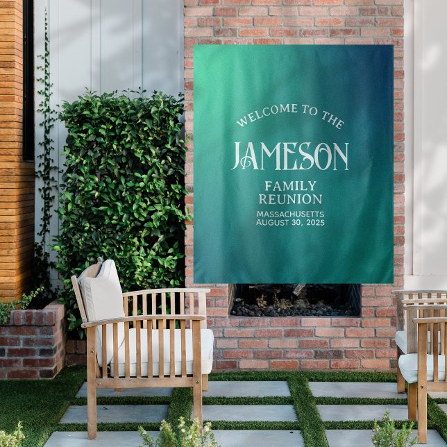 Custom Modern Gradient Family Reunion Backdrop (Planning a family reunion? Welcome guests with this custom backdrop! )