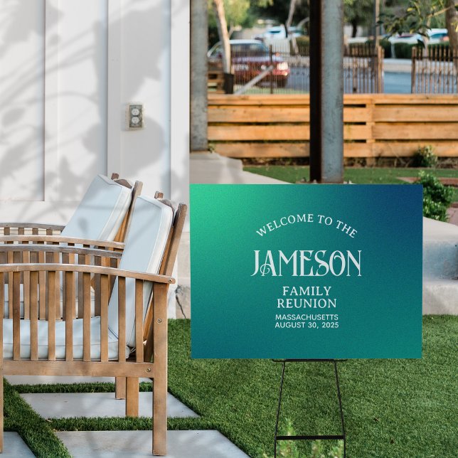 Custom Modern Gradient Family Reunion Backdrop Sign (Planning a family reunion? Welcome guests with this custom sign! )
