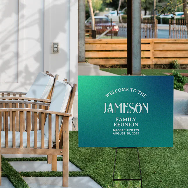 Custom Modern Gradient Family Reunion Backdrop Sign | Zazzle