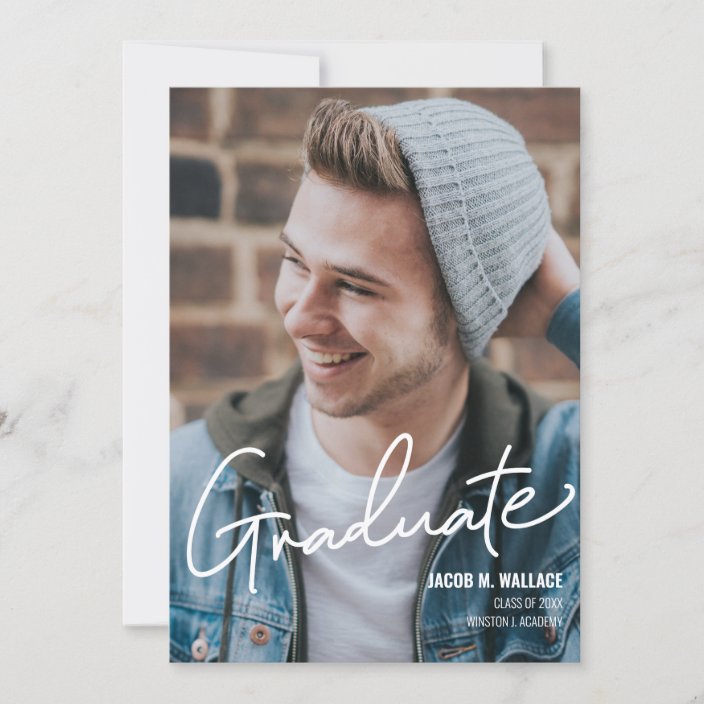 Custom Modern Graduate Photo Party Invitation | Zazzle