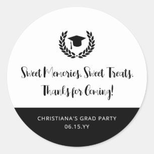 Custom Modern Graduation Party Favors Thank you Classic Round Sticker