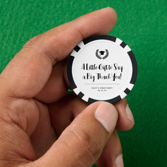 Custom Modern Graduation Party Thank you Poker Chips (Hand)