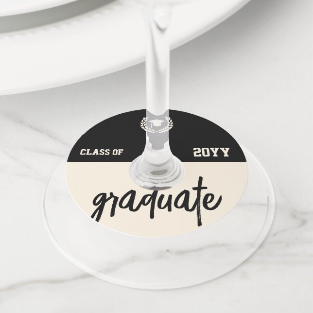Custom Modern Graduation Party Wine Glass Tag (Close Up)