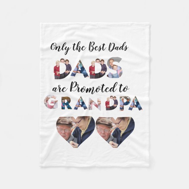 Custom Modern Grandpa 9 Photo Collage Fleece Blanket (Front)
