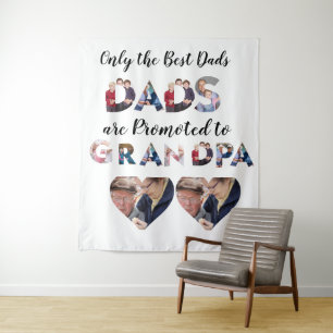 Custom Modern Grandpa 9 Photo Collage Kitchen Tapestry