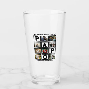 Custom Modern Grandpa Papo 8 Photo Collage Glass