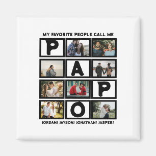 Custom Modern Grandpa Papo 8 Photo Collage Magnet