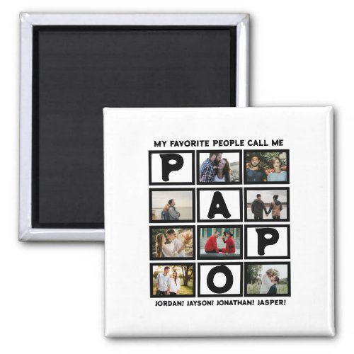 Custom Modern Grandpa Papo 8 Photo Collage Magnet