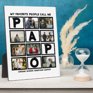 Custom Modern Grandpa Papo 8 Photo Collage Plaque