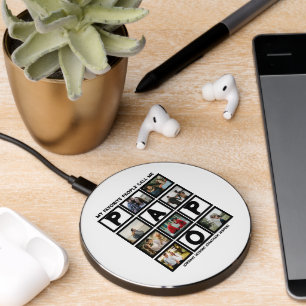 Custom Modern Grandpa Papo 8 Photo Collage Wireless Charger
