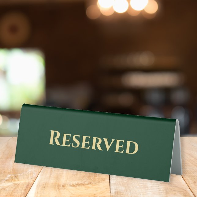 Custom Modern Green Gold Reserved Restaurant Event Table Tent (Custom Modern Green Gold Reserved Restaurant Event Table Tent Sign)