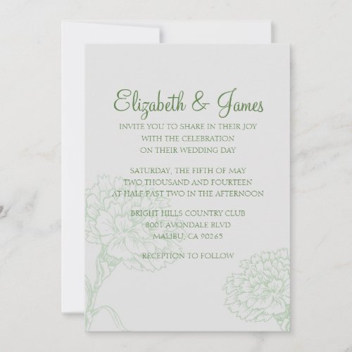 Custom Modern Green Wedding Invitations