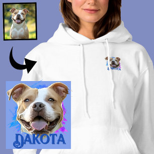 Custom Modern Grunge Pet Lover Pitbull Dog Photo Hoodie