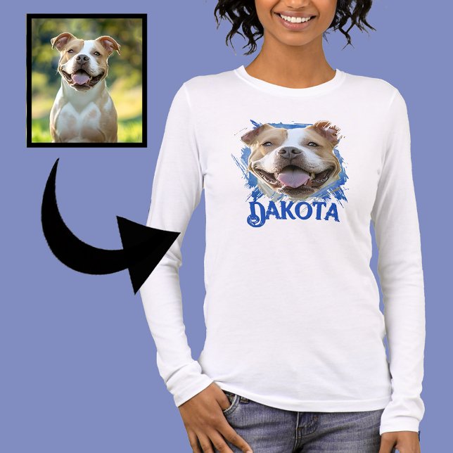 Custom Modern Grunge Pet Lover Pitbull Dog Photo Tri-Blend Shirt (Creator Uploaded)