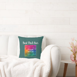 Custom Modern Hand Script Template Best Dad Ever Throw Pillow