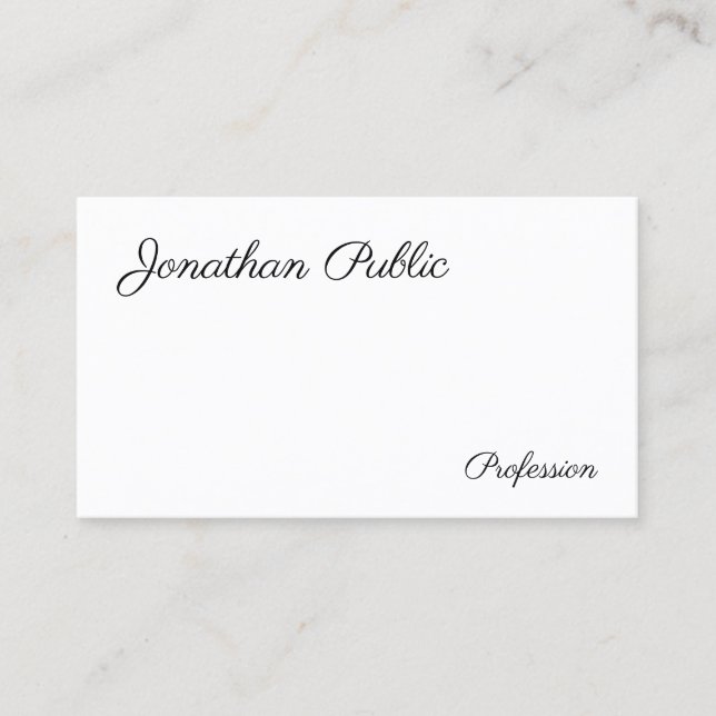 Custom Modern Handwriting Minimalistic Template Business Card (Front)