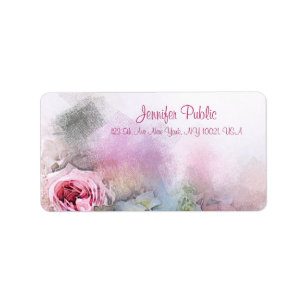 Custom Modern Handwritten Script Watercolor Flower Label