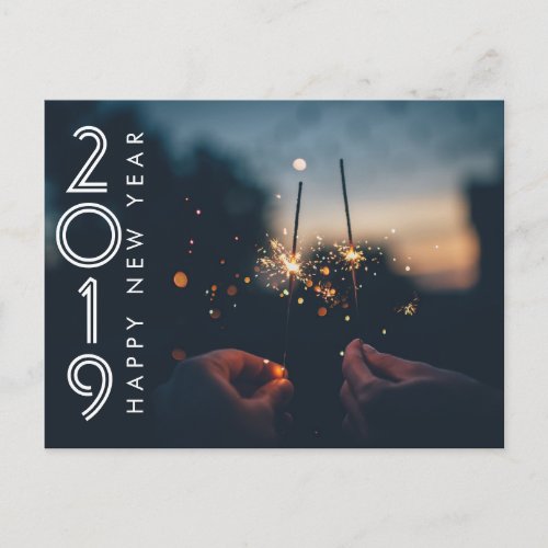Custom Modern Happy New Year Firework Sparklers Postcard