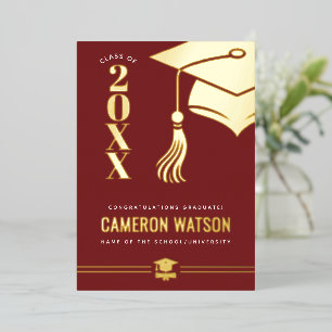 Custom Modern Hat and Tassel Graduation Foil Card