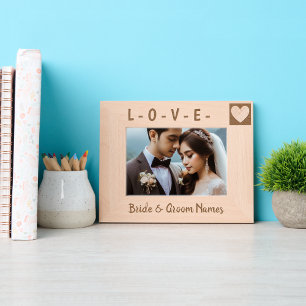 Custom Modern Heart Art, Bride and Groom Engraved Frames