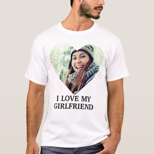 Custom modern heart photo I love my girlfriend T_Shirt