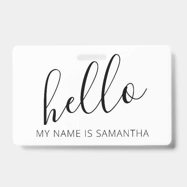 Custom Modern Hello Name Badge (Front)