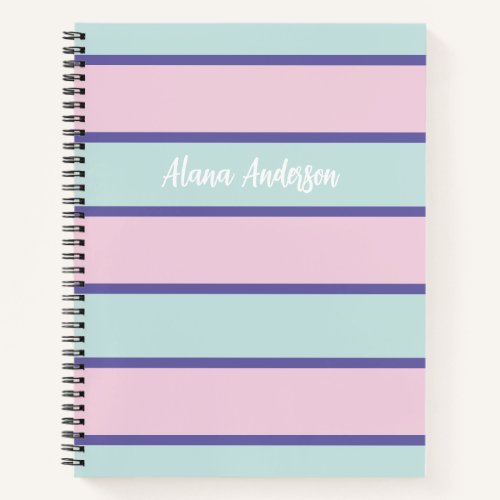 Custom Modern Horizontal Striped Design Notebook