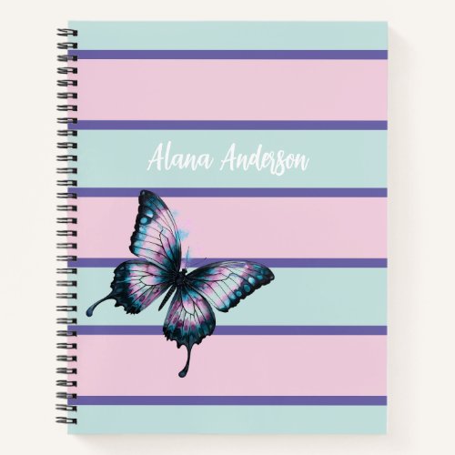 Custom Modern Horizontal Striped Design Notebook
