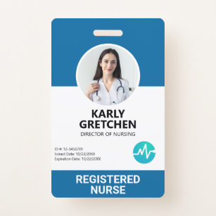 Custom Modern Hospital Employee Photo ID Card Blue Badge