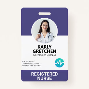Custom Modern Hospital Employee Photo ID Purple Badge