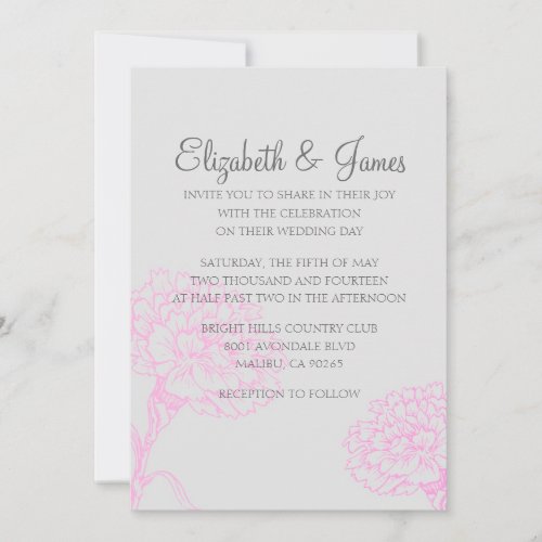 Custom Modern Hot Pink Wedding Invitations