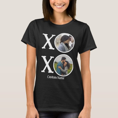 Custom Modern Hugs and Kisses XOXO 2 Photo Collage T_Shirt