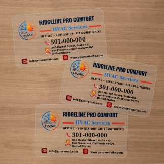 Custom Modern HVAC Business Card with Company Logo Clear Business Cards