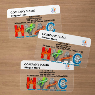 Custom Modern HVAC Company Logo & Contact Info Clear Business Cards