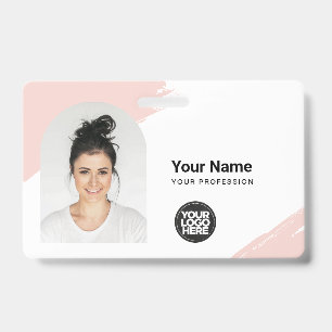 Custom Modern ID Card Simple QR Arc Photo Brush Badge