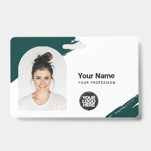 Custom Modern ID Card Simple QR Arc Photo Brush Badge