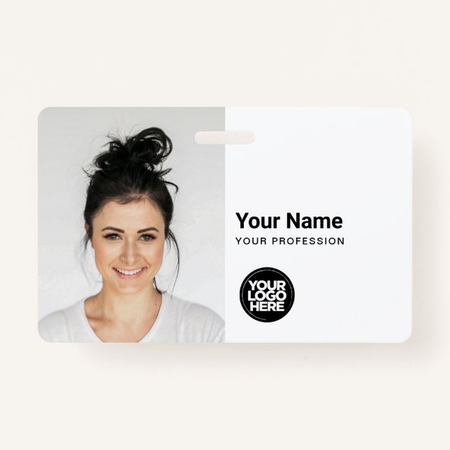Custom Modern ID Card Simple QR Large Photo Badge (Front)