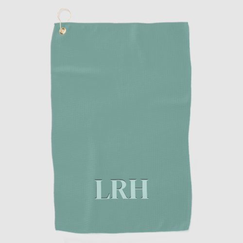 Custom Modern Initial Simple Monogram Green Golf Towel