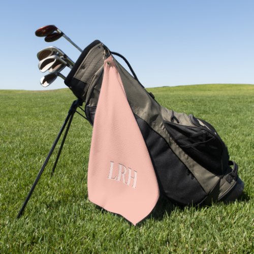 Custom Modern Initial Simple Monogram Peach Pink Golf Towel