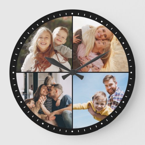 Custom Modern Instagram Family Photo Collage Large Clock