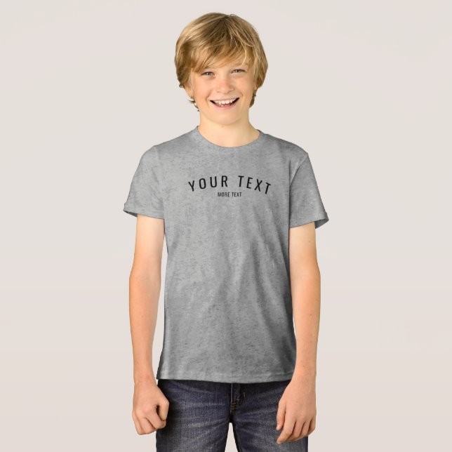 Custom Modern Kids Boys Solid Grey Triblend Tri-Blend Shirt (Front Full)