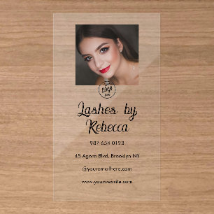 Custom Modern Lash Artist Beauty Branding Elegant Clear Business Cards